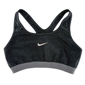 Nike Women's Dark Gray Heathered Sports Bra‎ Racerback Logo Size M